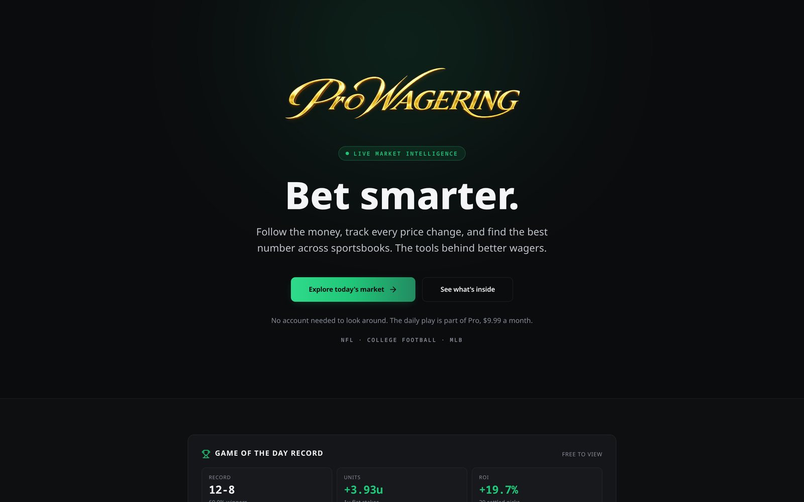Pro Wagering platform interface
