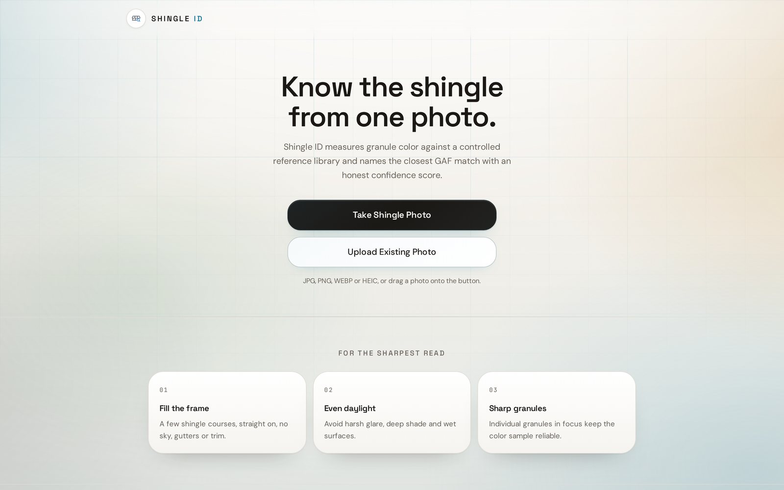 Shingle ID platform interface